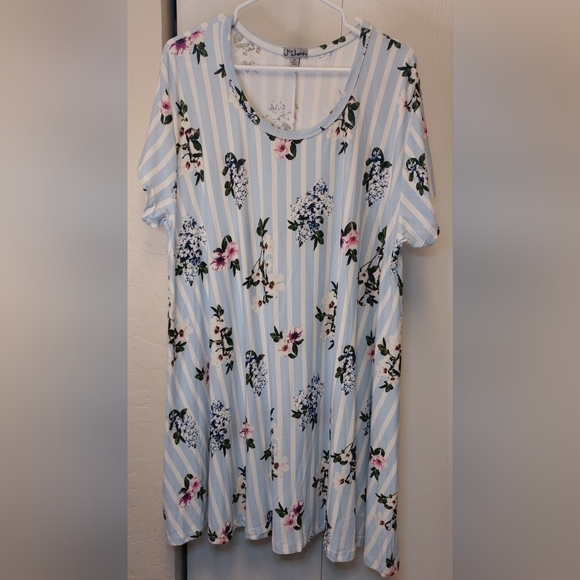 J for Justify Stripes Floral Buttery Soft Knit A-Line Dress Size 3X Boho Casual - Picture 1 of 10